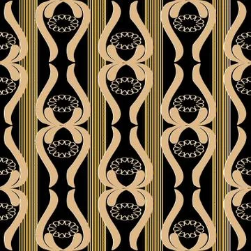 Striped vector seamless pattern. Vintage decorative background with abstract  Stock Illustration