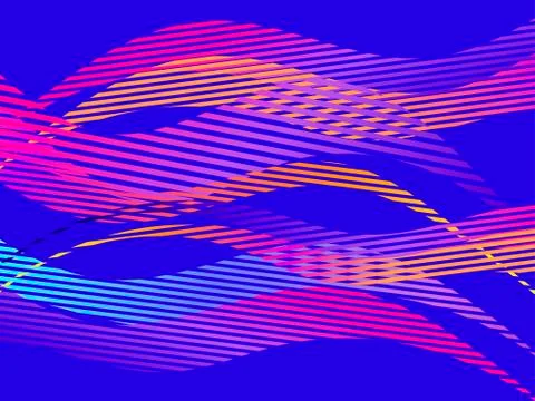 Striped waves with liquid gradient. Modern trend background. Synthwave, futur Stockillustratie