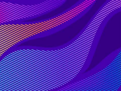 Striped waves with liquid gradient. Modern trend background. Synthwave, futur Stock-Illustration