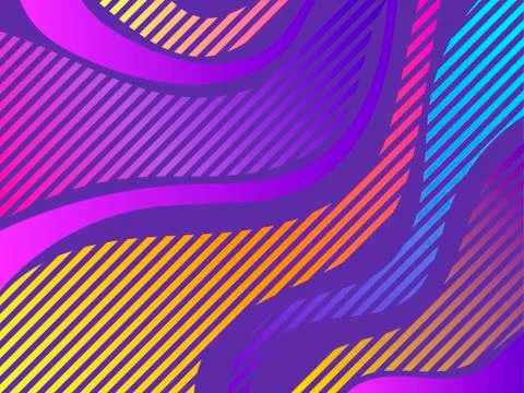 Striped waves with liquid gradient. Modern trend background. Synthwave, futur Stock Illustration