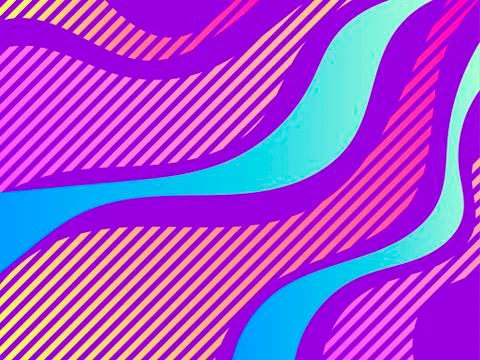 Striped waves with liquid gradient. Modern trend background. Synthwave, futur Stockillustratie