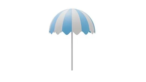 Striped white and blue beach umbrella on a white background, for templates Stock Illustration