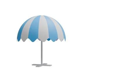Striped white and blue beach umbrella on a white background, for templates Stock Illustration