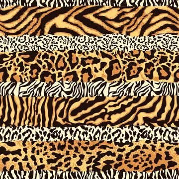 Striped wild animal skins patchwork Stock Illustration
