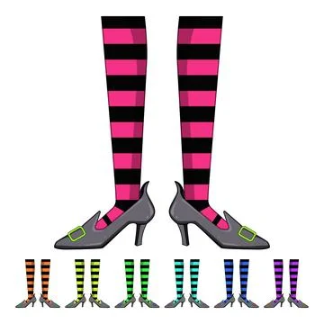 Striped witch legs cartoon vector graphic Stock Illustration