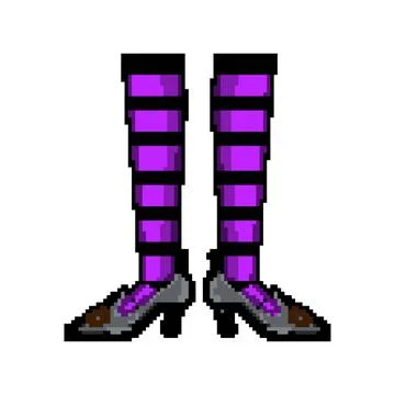 Striped witch legs pixel art vector illustration Stock Illustration