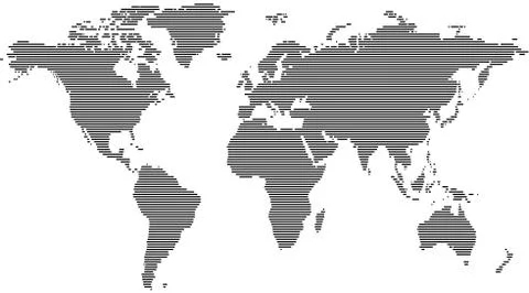 Striped World Map Stock Illustration