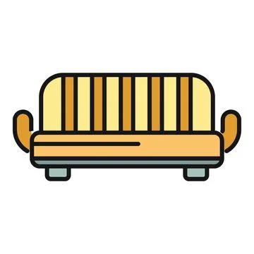 Striped yellow and orange sofa icon design element Stock Illustration