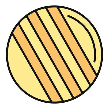 Striped yellow circle representing a celestial body or planet Stock Illustration