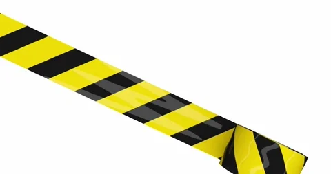 Striped yellow warning tape rolling across the screen from different direct.. Stock Footage 282481447