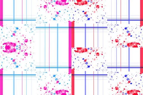 Stripes And Paint Splashes Repeating Pattern On White Stock Illustration