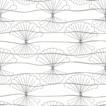 Stripes and seashells seamless vector pattern 스톡 일러스트