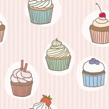 Stripes cupckes pattern. Stock Illustration