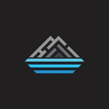 Stripes geometric mountain sea gradient logo vector Stock Illustration
