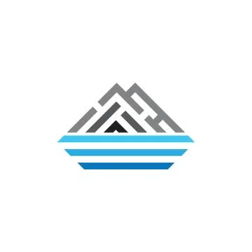 Stripes geometric mountain sea gradient logo vector Stock Illustration