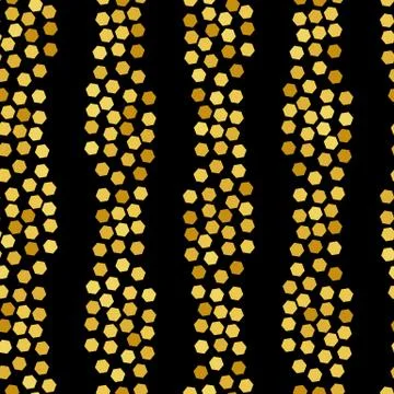 Stripes of golden hexagons seamless vector pattern Illustrazione stock