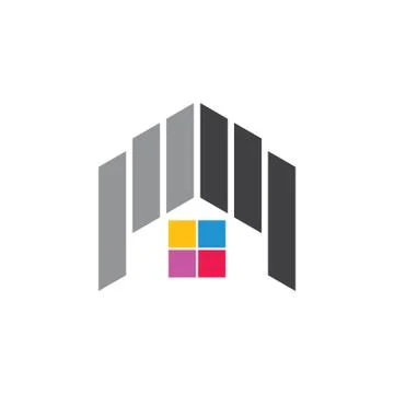 Stripes home geometric logo vector Stock Illustration