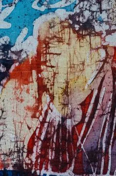 Stripes, hot batik, background texture, handmade on silk, abstract surrealism Stock Illustration