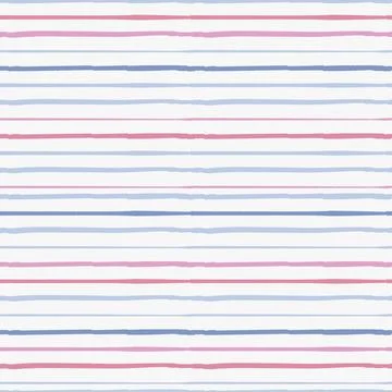 Stripes seamless pattern. Horizontal rough blue on white striped  Stock Illustration