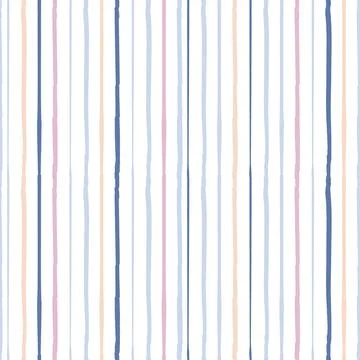 Stripes seamless pattern. Vertical rough blue and pink pastel on white Stock Illustration