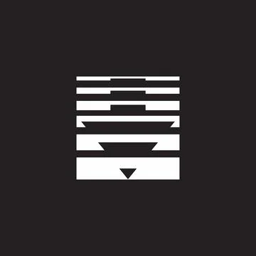 Stripes silhouette point down arrow symbol vector Stock Illustration