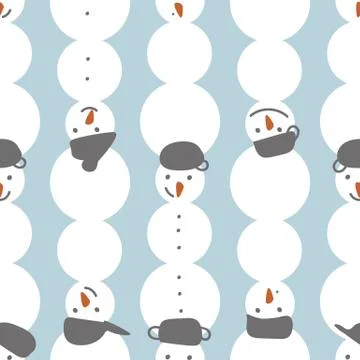 Stripes of snowman seamless vector pattern Illustrazione stock