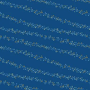 Stripes of stars seamless vector pattern on a classic blue background Stock Illustration