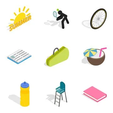 Stripling icons set, isometric style 스톡 일러스트