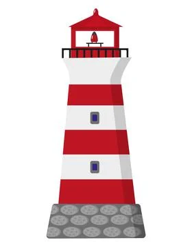 Stripped red lighthouse on white background. Stock Illustration