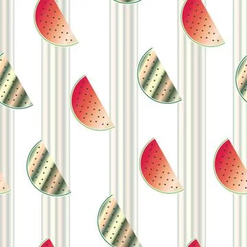Stripped seamless pattern with watermelon vector Stock Illustration