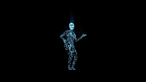 Stripper Dancing with Blue Energy Effect 01 Stock Footage 248861708