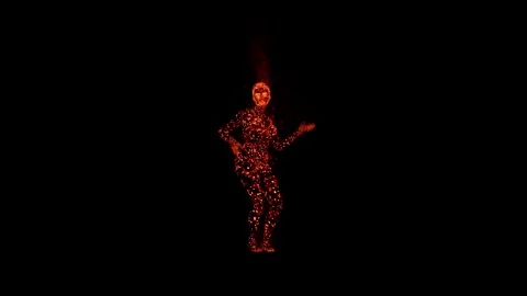 Stripper Dancing with Fire Effect 01 Stock Footage 248861709