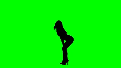 Stripper Dancing in Heels Green Screen Silhouette Stock Footage