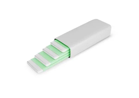 Strips mint chewing gum, volume 3d vector illustration isolated on white. Stock Illustration