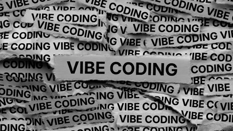Strips of newspaper with the words Vibe Coding typed on them. Stock Footage 347681916