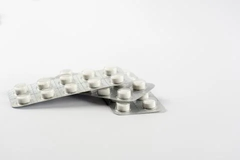 Strips with pills in blister pack Stock Photos