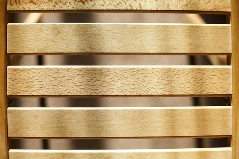 Strips processed light wood as a design on the street or in furniture Stock Photos
