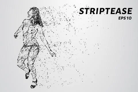 Striptease of particles. Erotic dancing consists of dots and circles. Vector  Stock Illustration