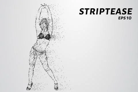 Striptease of particles. Striptease consists of dots and circles. Vector illu Stock Illustration
