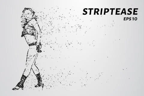 Striptease of particles. Striptease consists of dots and circles. Vector illu Illustrazione stock
