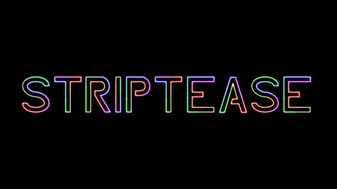 Striptease - seven colors neon text, moving lights, on transparent background Stock Footage 104463254