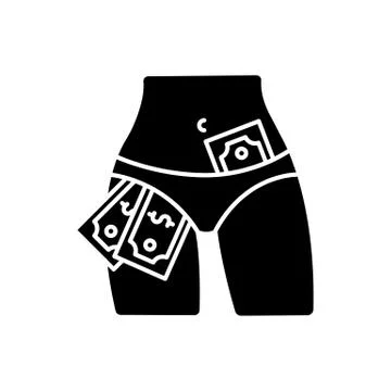 Striptease show black glyph icon. Strip club, adult entertainment, sexy dancing Stock Illustration