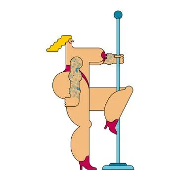 Striptease stripper dances. Night club woman. Vector illustration Stock Illustration
