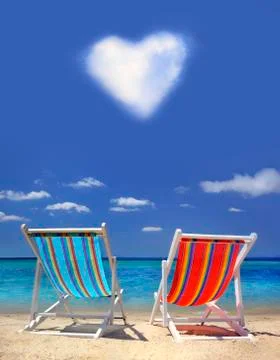 Stripy chairs on the beach Stock Illustration