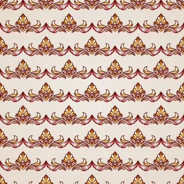 Stripy floral seamless pattern Stock Illustration
