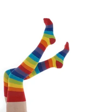 Stripy Rainbow Socks Stock Photos
