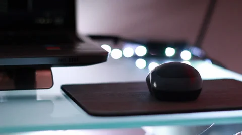 Strobe LED lights flashing under a computer desk 스톡 동영상 37245076