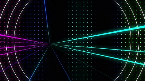 Strobing Multicolored Dot Pattern Wall  with Lazers and Circles Loop Stock Footage