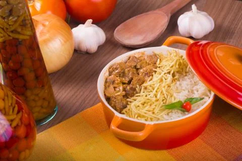 Stroganoff beef int the pot Stock Photos