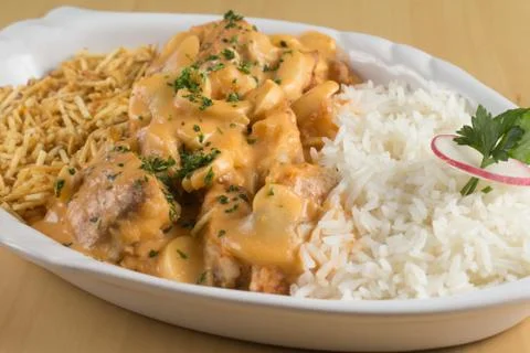 Stroganoff Fish with Rice 스톡 사진
